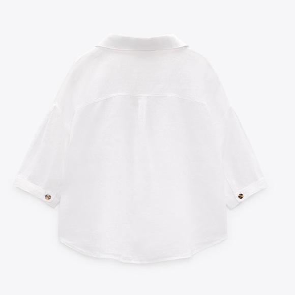 ZARA SHORT SLEEVE LINEN SHIRT - Picture 4 of 5
